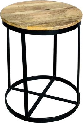 Product photograph of Hampi Small Round Stool - Mango Wood And Iron from Choice Furniture Superstore