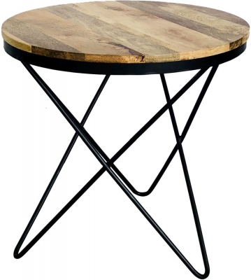 Product photograph of Hampi Star Leg Round Side Table - Mango Wood And Iron from Choice Furniture Superstore