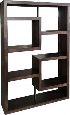Product photograph of Alwar Walnut Mango Straight Geometric Bookcase from Choice Furniture Superstore