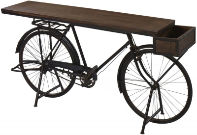 Malpe Mango Wood and Iron Bicycle Table - Black