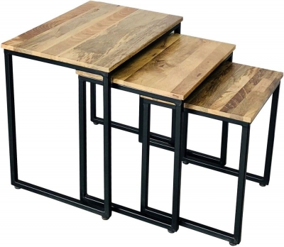 Product photograph of Hampi Large Nest Of 3 Table - Mango Wood And Iron from Choice Furniture Superstore