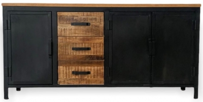 Product photograph of Jawhar Industrial Large Sideboard 160cm With 3 Door 3 Drawer from Choice Furniture Superstore