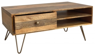 Product photograph of Jaipur Nyack Mango Wood Coffee Table With 1 Drawer from Choice Furniture Superstore