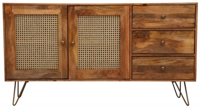 Product photograph of Jaipur Nyack Mango Wood Large Sideboard 145cm 2 Door 3 Drawer from Choice Furniture Superstore