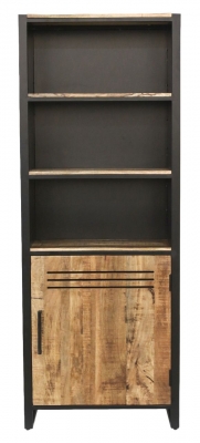 Product photograph of Vellore Mango Wood Bookcase With 1 Door from Choice Furniture Superstore