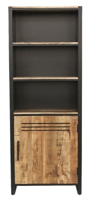 Product photograph of Vellore Industrial Rustic Wood Bookcase With Cupboard from Choice Furniture Superstore