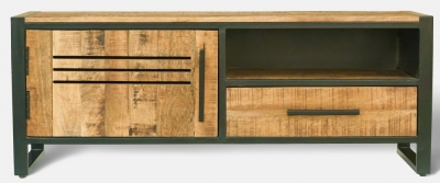 Product photograph of Vellore Industrial Rustic Wood 118cm Tv Unit from Choice Furniture Superstore