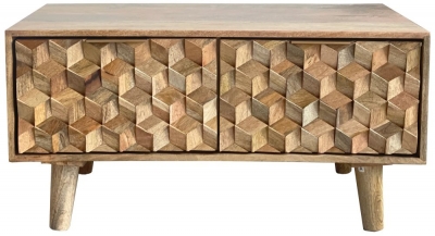 Product photograph of Siana Mango Wood 2 Drawer Coffee Table from Choice Furniture Superstore
