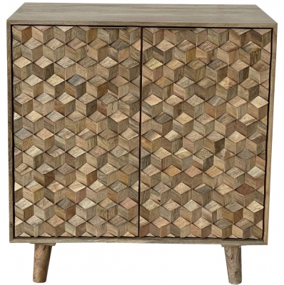 Product photograph of Jaipur Geometric Mango Wood Compact Bar Cabinet With 2 Door from Choice Furniture Superstore