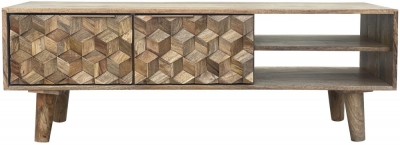 Product photograph of Siana Carved Mango Wood 118cm Tv Unit from Choice Furniture Superstore