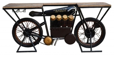 Product photograph of Malpe Mango Wood And Iron Brough Superior Bike Bar - Black from Choice Furniture Superstore
