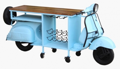 Product photograph of Malpe Urban Mango Wood And Iron Scooter Bar - Blue from Choice Furniture Superstore