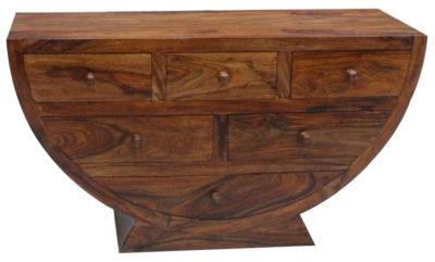 Barbil Solid Sheesham Wood 6 Drawer Half Round Bowl Chest