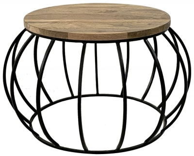 Product photograph of Hampi Mango Wood And Iron Round Coffee Table from Choice Furniture Superstore