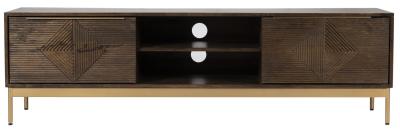 Product photograph of Jaipur Zaine Dark Wood Carving 2 Door Tv Unit from Choice Furniture Superstore