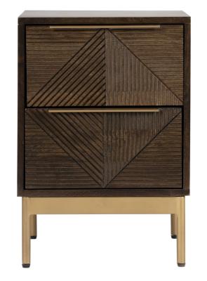 Jaipur Zaine Dark Wood Carving 2 Drawer Bedside Cabinet