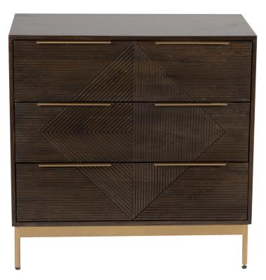 Jaipur Zaine Dark Wood Carving 3 Drawer Chest