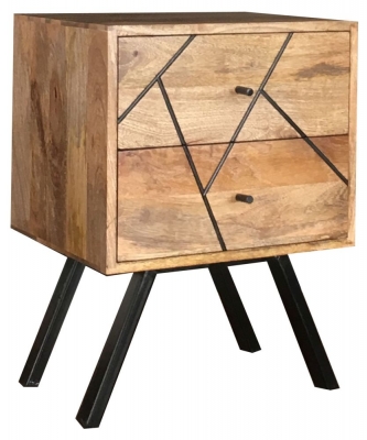 Product photograph of Chamba Bedside Cabinet - Mango Wood And Iron from Choice Furniture Superstore