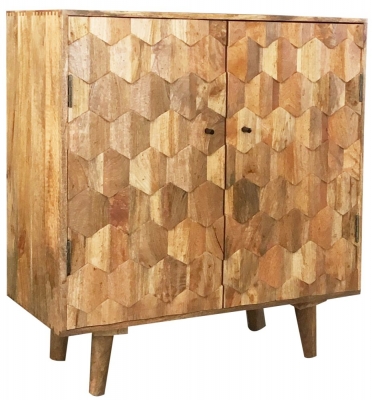 Product photograph of Coonoor Carved Mango Wood Small Sideboard - 2 Doors from Choice Furniture Superstore