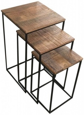 Product photograph of Kumily Mango Wood And Iron Nest Of 3 Tables from Choice Furniture Superstore