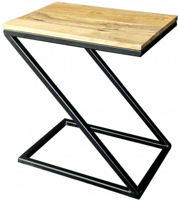 Product photograph of Hampi Black Small Side Table - Light Mango Wood And Iron from Choice Furniture Superstore