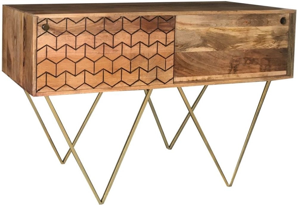 Dalhousie Mango Wood 2 Drawer Console Table with Geomatric Pattern