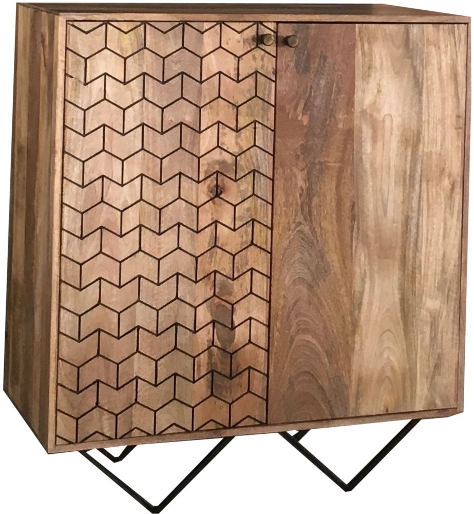 Dalhousie Mango Wood Bar Cabinet with Geomatric Pattern