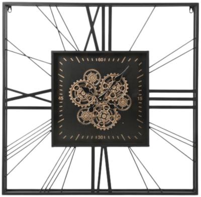 Apollo Black And Golden Metal Square Wall Clock 80cm X 80cm