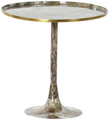 Sangli Brown Faux Marble Round Side Table