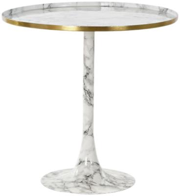 Sangli White Faux Marble Round Side Table