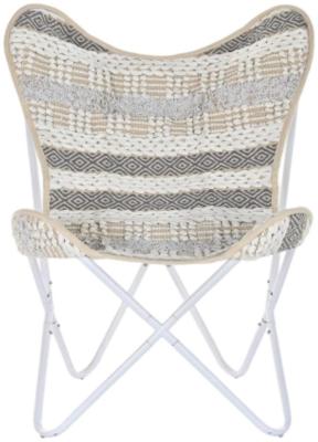 Product photograph of Soho White And Grey Cotton Fabric Butterfly Chair from Choice Furniture Superstore