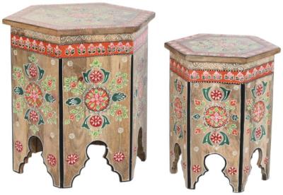 Viva Multicolored Mango Painted Set Of 2 Side Table