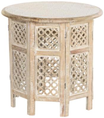 Yanam Brown And White Round Side Table