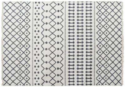 Jammu White And Dark Gray Fabric Rug 200cm X 290cm