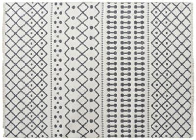 Jammu White And Dark Gray Fabric Rug 160cm X 230cm