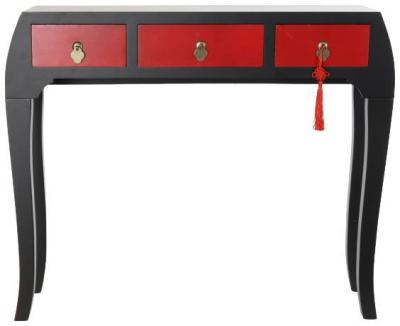 Fusion Red And Black 3 Drawer Console Table