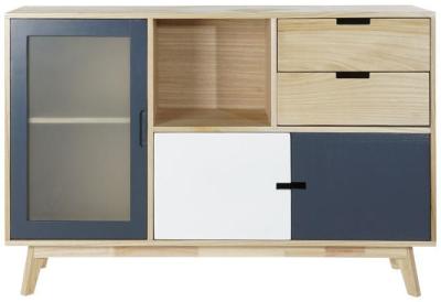 California Multi Coloured Wood 120cm Small Sideboard 3 Doors