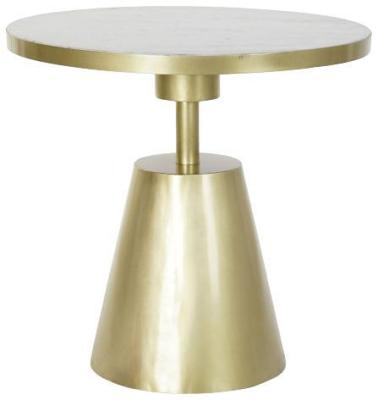 Bakerloo White Marble Gold Base Round Side Table