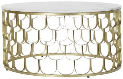 Bakerloo White Marble Gold Base Round Coffee Table