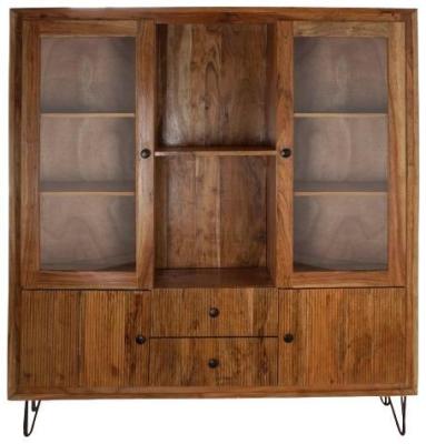 Dali Brown Acacia Wood 4 Door Glass Bookcase