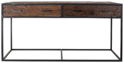 Kerela Dark Brown Wood 2 Drawer Console Table