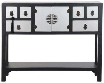 Tate Black And Silver 2 Door Large Console Table