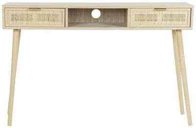 Riley Natural Wood And Rattan Console Table