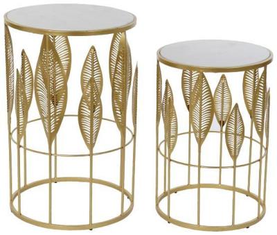 Newton White Marble Gold Base Set Of 2 Side Table