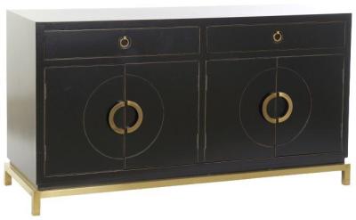 Hancock Black Wood 150cm Medium Sideboard 4 Doors