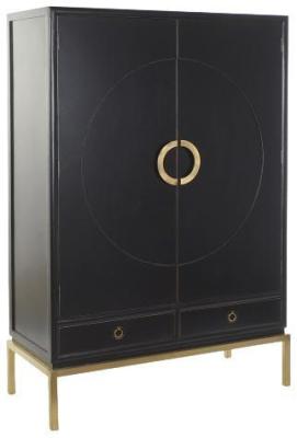 Product photograph of Shibu Black Wood 2 Door Hall Cabinet from Choice Furniture Superstore