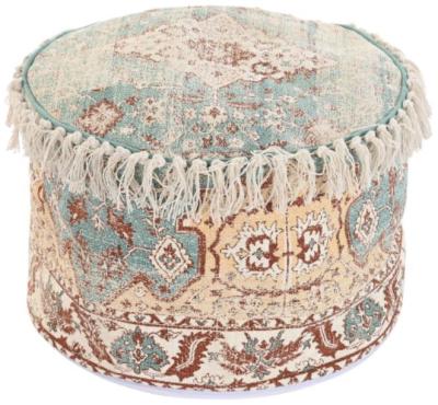 Product photograph of Rae Green Cotton Round Pouff from Choice Furniture Superstore