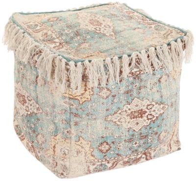 Product photograph of Rae Green Cotton Square Pouff from Choice Furniture Superstore