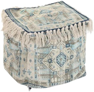 Product photograph of Pushkar Blue Cotton Square Pouff from Choice Furniture Superstore