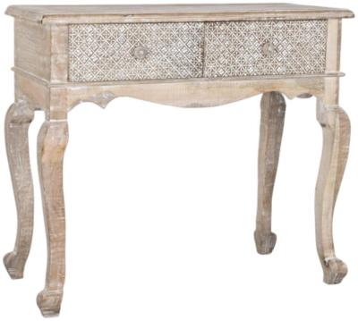 Wokha Natural Mango Wood 2 Drawer Console Table